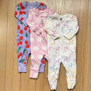 Set of 3 Bold Print Pajamas Sz 0-3M